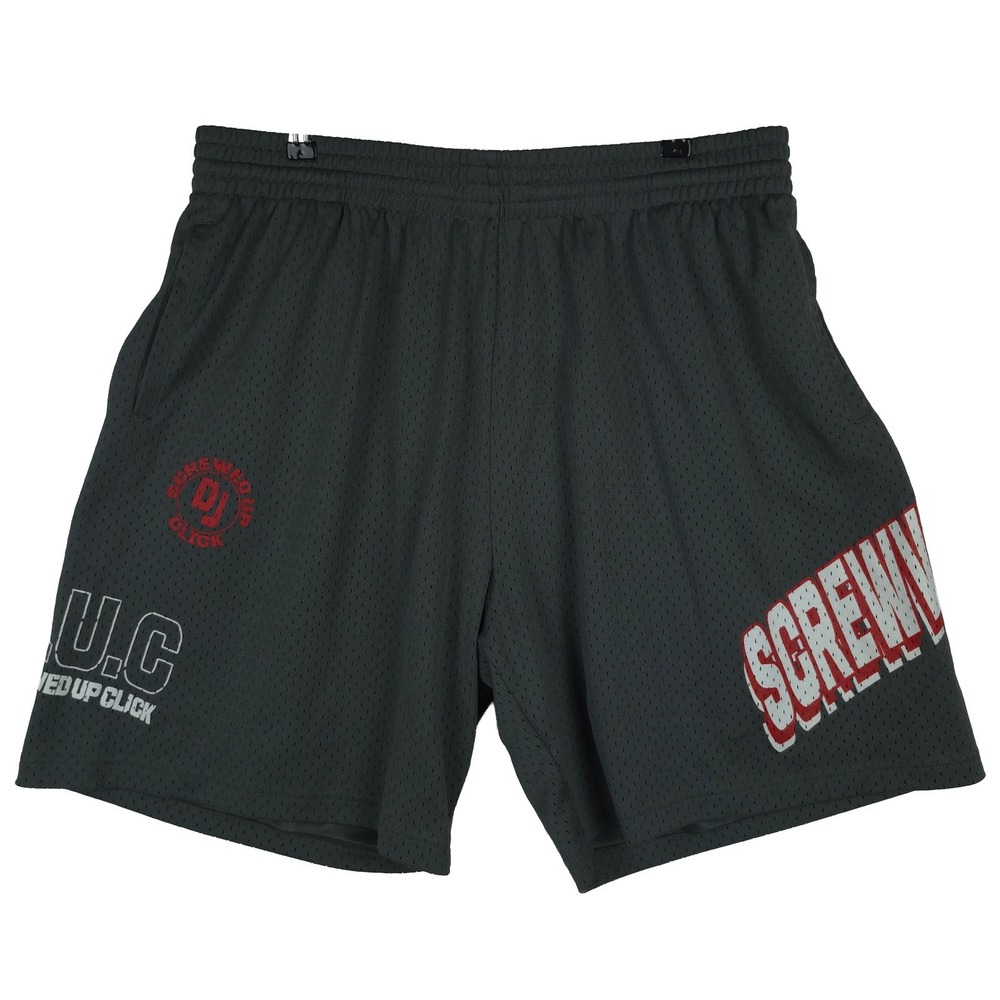Screwville DJ Screw Mitchell & Ness 2XL XXL Jersey Shorts Printed Logos Gray New